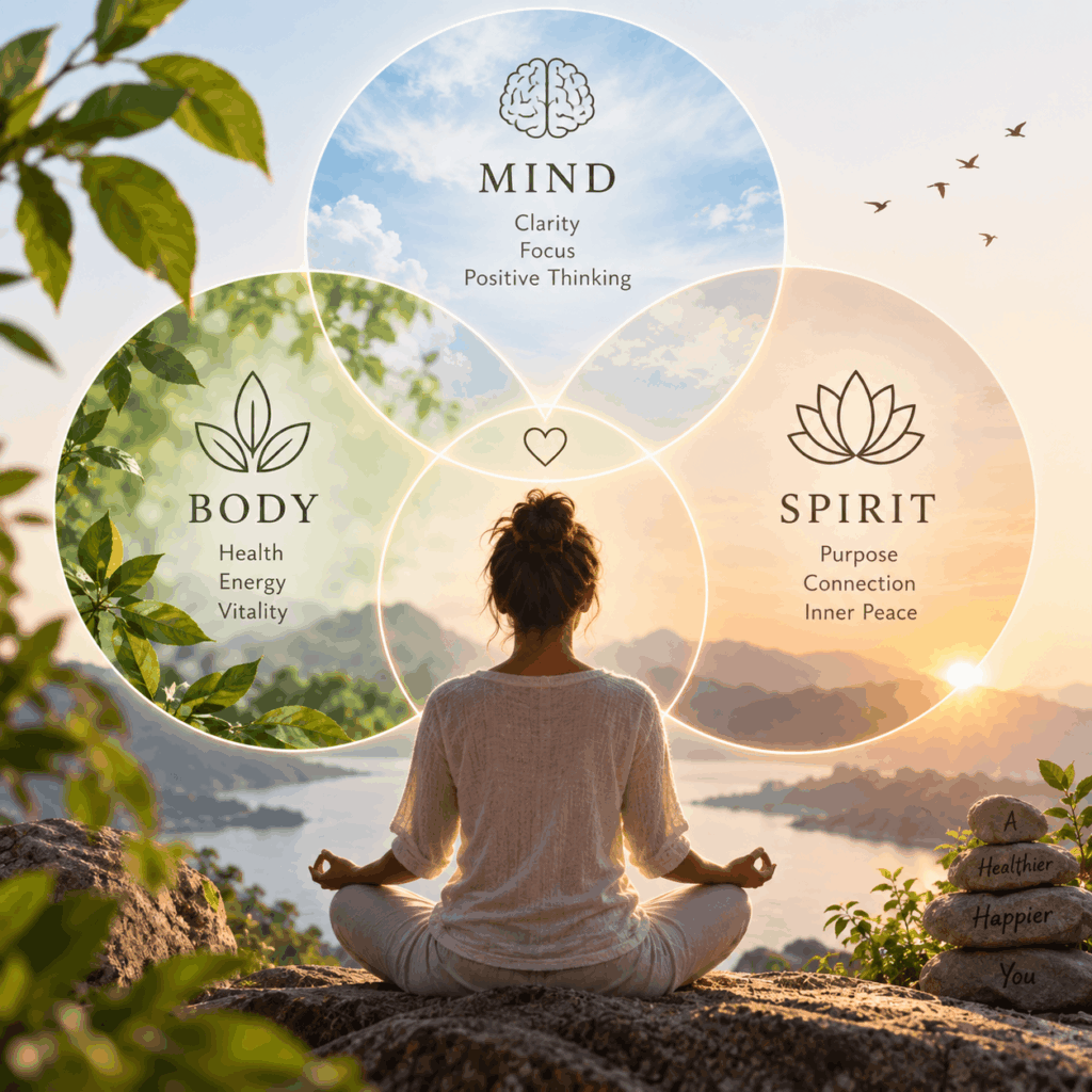 Body mind and spirit connection representing holistic personal growth.